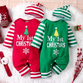 0-18 Baby Boys And Girls Christmas Day Striped Long Sleeve Suit