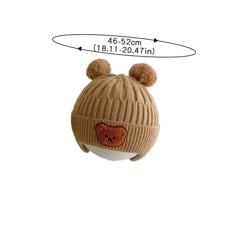 Winter baby wool hat cute bear ear protection