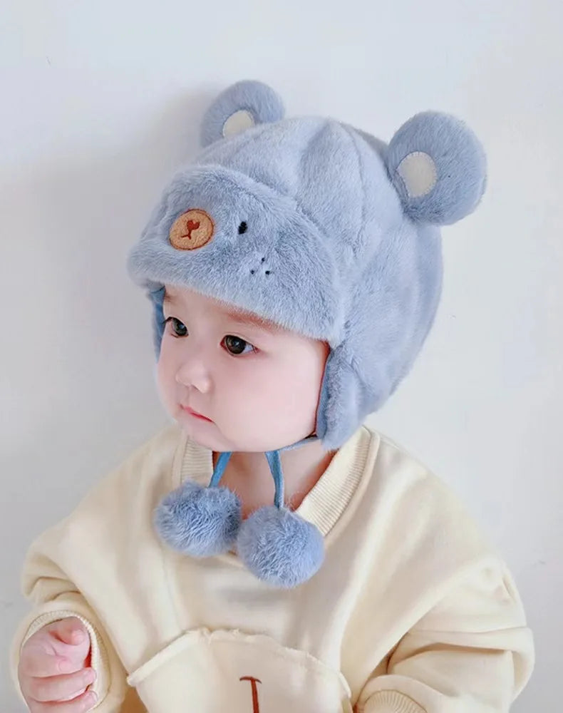 Soft Winter Warm Kids Girl Boys with solid Wool Ear Protection