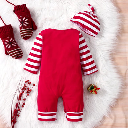 0-18 Baby Boys And Girls Christmas Day Striped Long Sleeve Suit