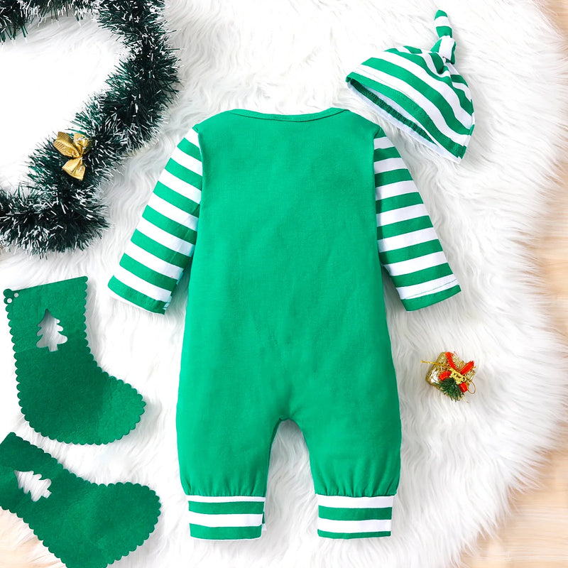 0-18 Baby Boys And Girls Christmas Day Striped Long Sleeve Suit