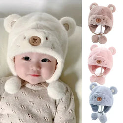 Soft Winter Warm Kids Girl Boys with solid Wool Ear Protection